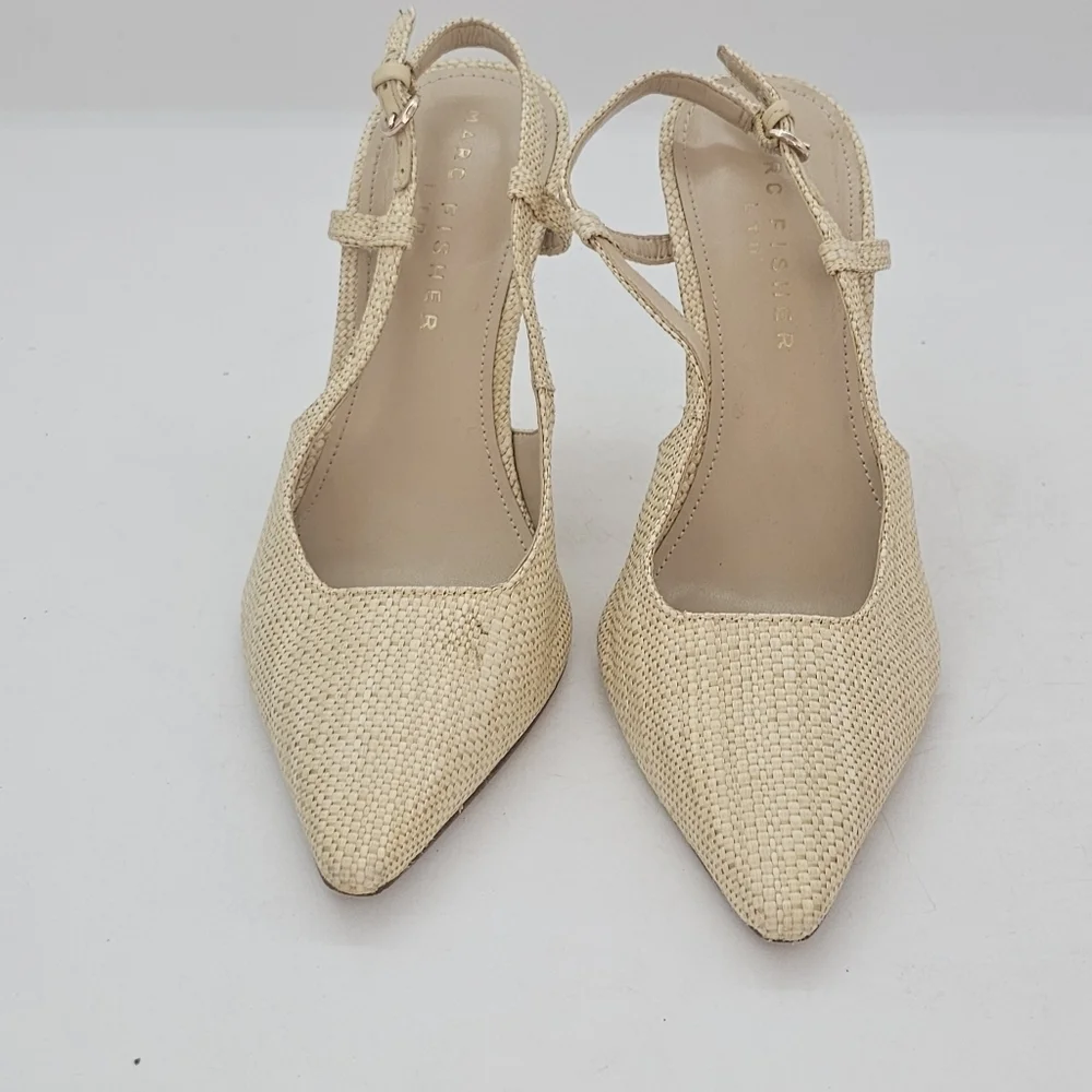 Marc Fisher LTD Torry Slingback Pumps Light Natural Textile Women’s Size 7